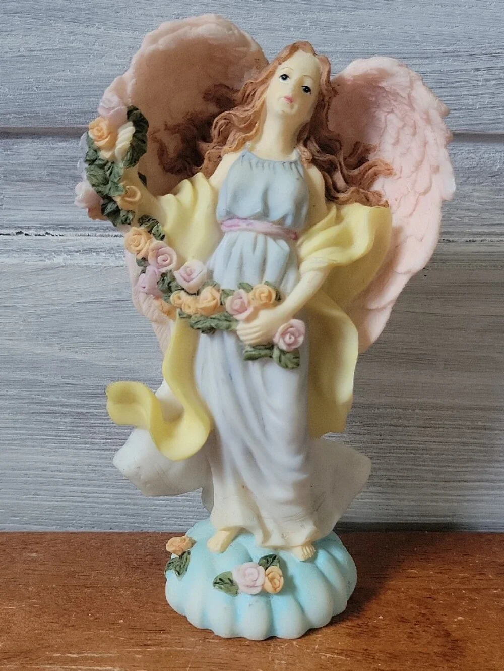 Hand-Painted Angel Figurine in Pastel Colors - Decorative Home Accent